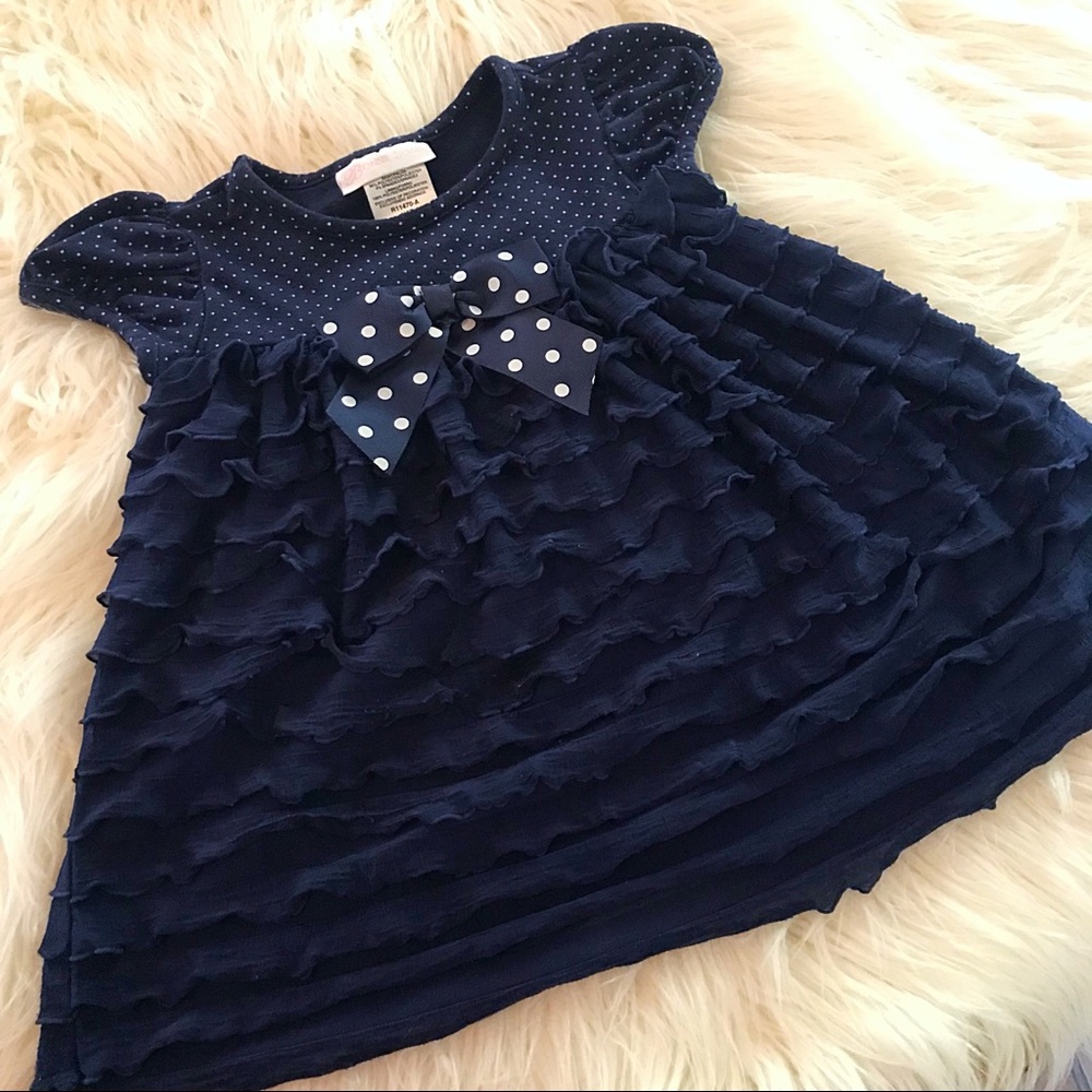 Bonnie Baby Navy Layered Ruffle Dress - 24M